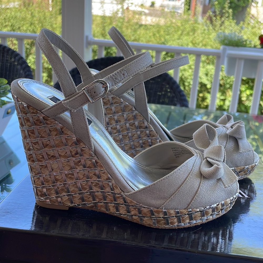 White House Black Market Sophie Grey Wedge